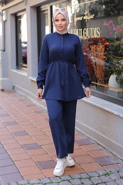 MİSSKAYLE Costum albastru bleumarin cu guler judecător