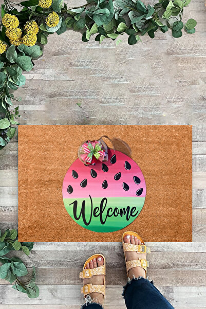 KARMAT Green and Red, Welcome, Interior and Exterior Door Mat, Digital Printing Mat