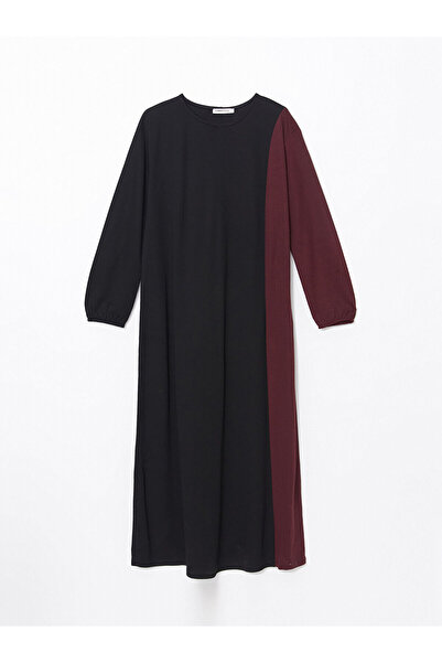 LC Waikiki Black Crew Neck Color Block Dress