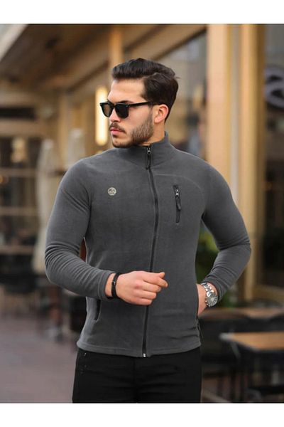BERNEO Top unisex cu fermoar complet cu 3 buzunare