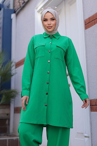 MİSSKAYLE Σετ Hijab Emerald με λεπτομέρεια τσέπης