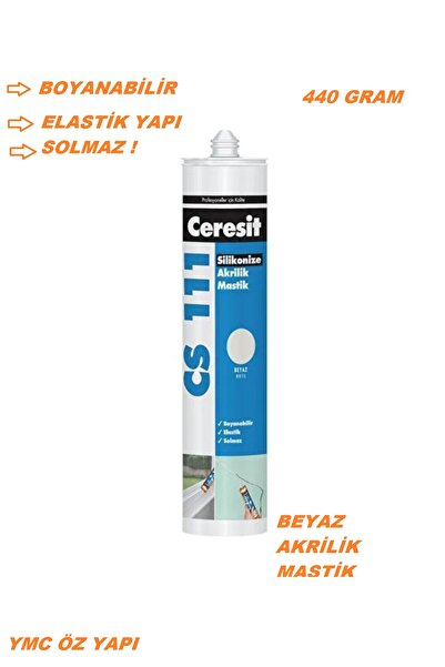 Henkel CS 111 BEYAZ MASTİK  SİLİKON ( BOYANABİLİR, ELASTİK, SOLMAZ) 440 GR. H...