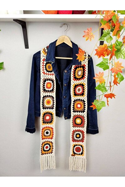 Sistaful El Örgüsü Motifli Kadın Atkı