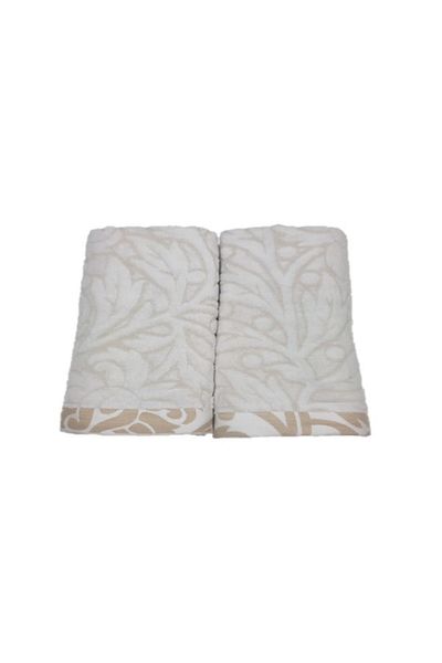 erteks 2 bucăți 70x140 prosoape de baie - cu model, moale și alb crem