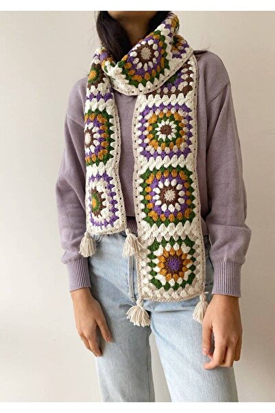 Sistaful El Örgüsü Motifli Kadın Atkı