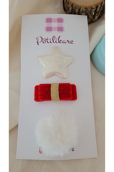 PÖTİLİKARE Red Velvet Bow Hairless Baby Buckle