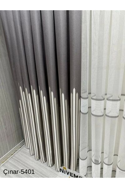 NİVEMESHOME Nivemeshome Çınar Silver 5401 1/3 Close Pleated Background Curtain Apm