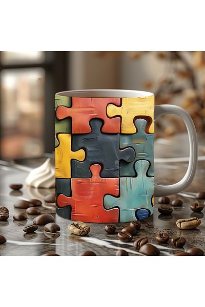 Evion Puzzle - Puzzle Themed 3D Design Ceramic Mug - Gift Mug