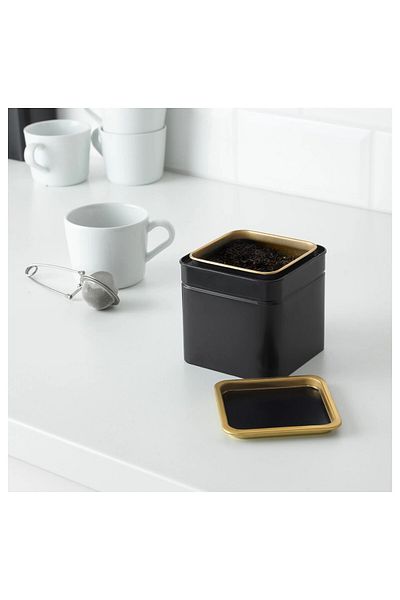 IKEA 2 Pieces Storage Container with Lid (11X7X20 cm and 10X10X10 cm) Ikea Set of 2 Dry Food Storage Box Metal