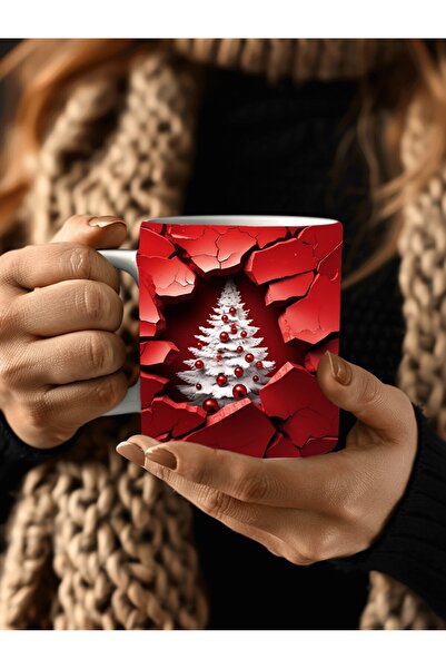 Evion Christmas Cat Themed 3D Design Ceramic Mug - Gift Mug