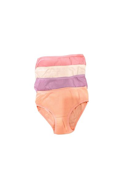 HB TREND Chiloți de bikini din bumbac cu nervuri de culoare pastel pentru fete - set de 4