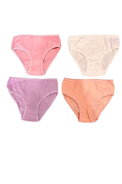 HB TREND Chiloți de bikini din bumbac cu nervuri de culoare pastel pentru fete - set de 4