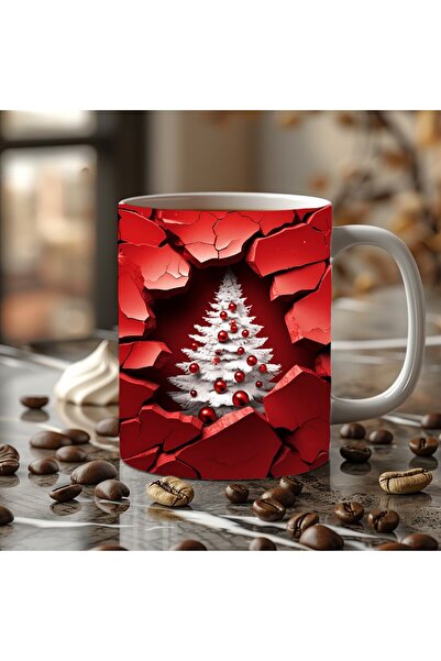 Evion Christmas Cat Themed 3D Design Ceramic Mug - Gift Mug