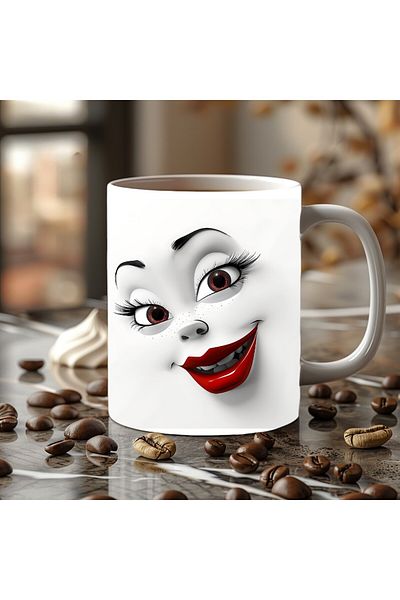 Evion Expression Face Themed 3D Design Ceramic Mug - Gift Mug