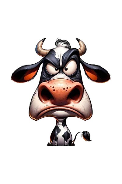 MegaSticker Koca kafalı inek sticker Araba, Motorsiklet, Kask, Laptop, cam St...