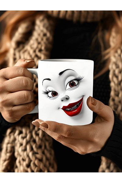 Evion Expression Face Themed 3D Design Ceramic Mug - Gift Mug