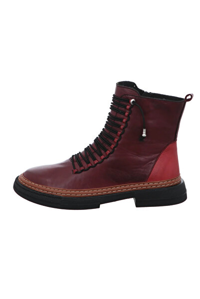 İNZE AYAKKABI Hematite Model Claret Red Genuine Leather Boots