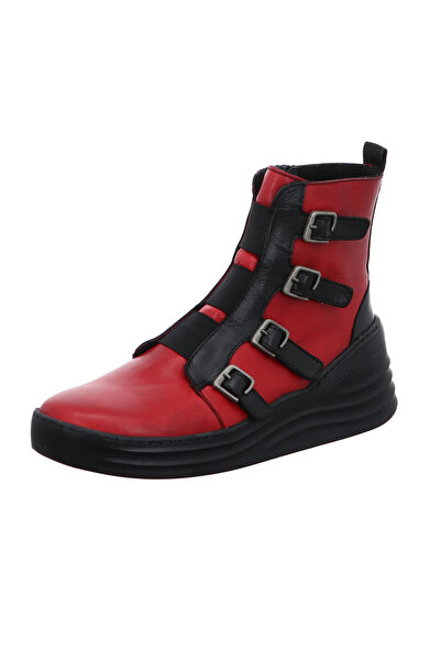 İNZE AYAKKABI Kırmızı Hakiki Deri Bot - Model Adı: Yeşim