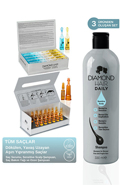 DIAMOND HAIR Dökülen, Aşırı Yıpranmış, Yavaş Uzayan Saçlar Için Fırsat Seti