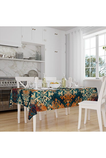 Else Dekor Retro Renkli Desenli Dijital Baskılı Leke Tutmaz Dertsiz Kumaş Masa Örtüsü Sofra Bezi