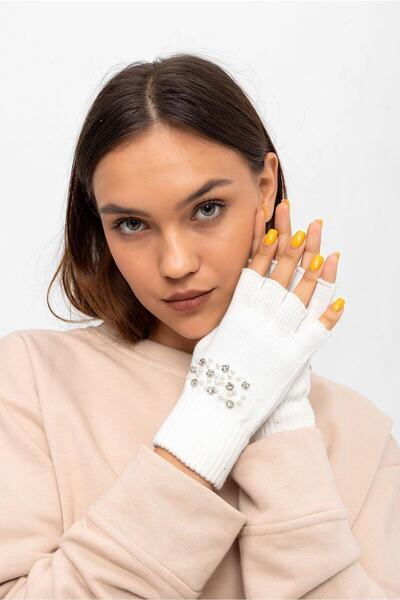 MARBERRY 11291-5 Stoned Cut Ecru Knitwear Gloves