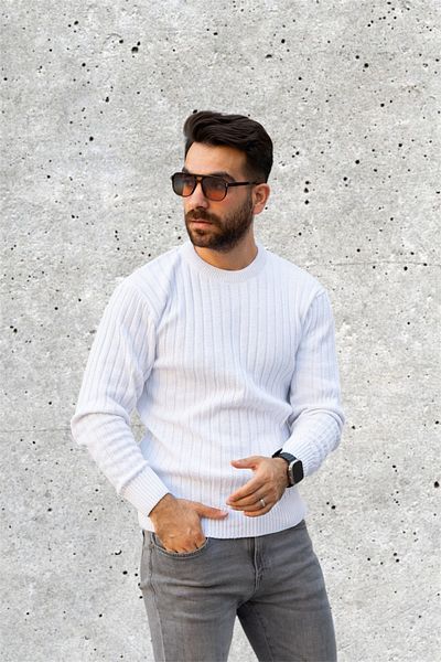 BİRBEYSTORE Ανδρικό πλεκτό πουλόβερ με λαιμόκοψη