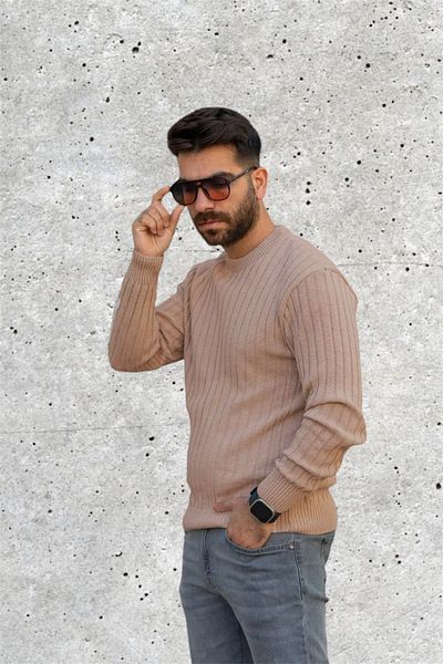 BİRBEYSTORE Ανδρικό πλεκτό πουλόβερ με λαιμόκοψη