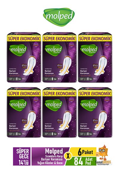 Molped Supernight Super Night Sanitary Pads 14 Pack X 6 Pack