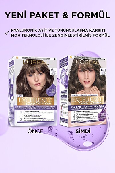 L'Oreal Paris L’oréal Paris Excellence Cool Creme Saç Boyası – 6.11 Ekstra Küllü Koyu Kumral