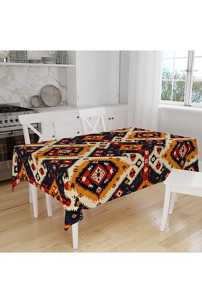 Else Dekor Authentic Ethnic Patterned Digital Printed Stain Resistant Care Free Fabric Table Cloth Tableware Cloth