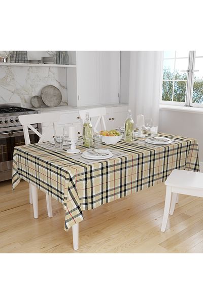 Else Dekor Față de masă din țesătură fără pete, imprimată digitală, cu model Gingham
