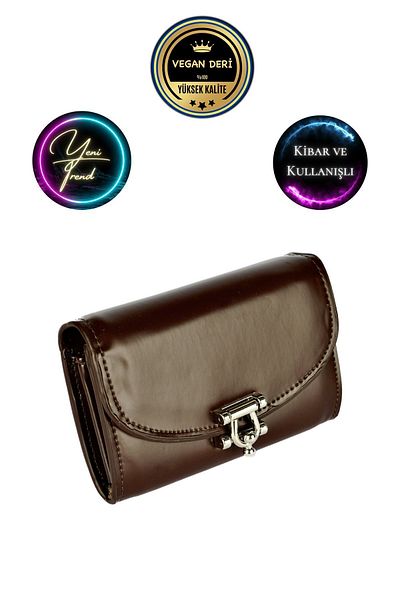 CüzCan Ultra Luxury Καφέ Δερμάτινο Ευγενικό - Μικρό Γυναικείο Πορτοφόλι με Λεπτομέρεια Πόρπης