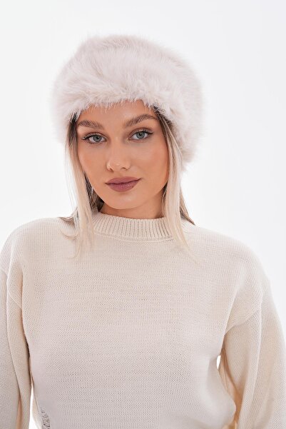 FELLMENS Μπεζ απαλή υφή βελούδινη γυναικεία μπαντάνα