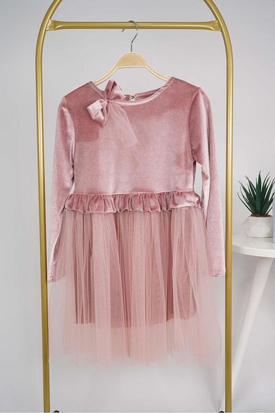 MİNİKO KİDS ROCHIE DE CĂRĂCIUN FETĂ CU TEMA DE CĂRĂCIUN, căptușită cu tul, cataramă, catifea, cu mânecă lungă