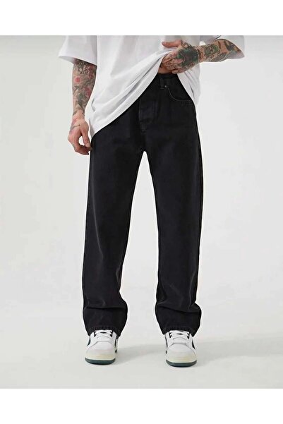 phantom jns by sekman Black Baggy Fit Jeans Wide Leg Relaxed Cut Regular Waist Oversize Straight Phantom Jeans By Adventure