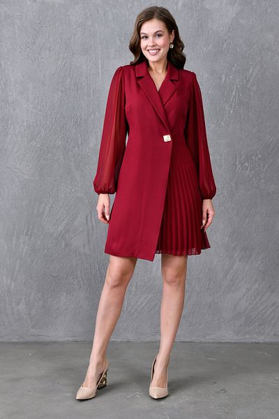 WOMAN VISION Rochie de damă cu mânecă lungă cu fustă plisată și detaliu din tul - 24K2169