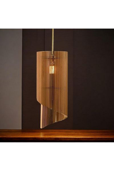 hü ma tasarım ve aksesuar Line Modern Design Natural Wood Mdf Laser Cut Rustic Living Room Chandelier