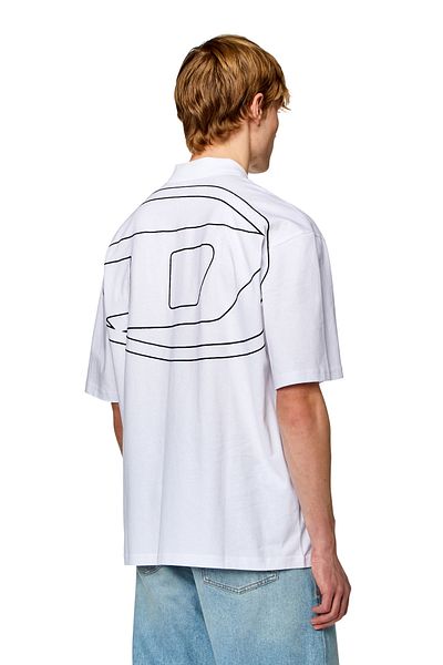 Diesel Λευκό ανδρικό μπλουζάκι Polo Neck - Λεπτομερές λογότυπο