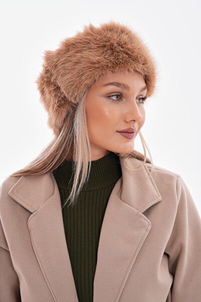 MARBERRY Γυναικεία βελούδινη μπαντάνα με απαλή υφή Camel