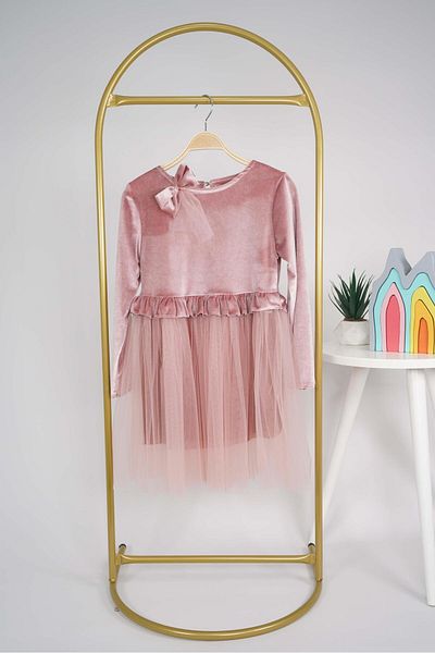 MİNİKO KİDS ROCHIE DE CĂRĂCIUN FETĂ CU TEMA DE CĂRĂCIUN, căptușită cu tul, cataramă, catifea, cu mânecă lungă