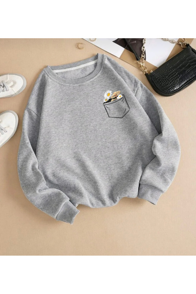 Sezon tekstil Γκρι Γυναικείο Φούτερ - Δίκλωνο, Κατάλληλο για Χρήση