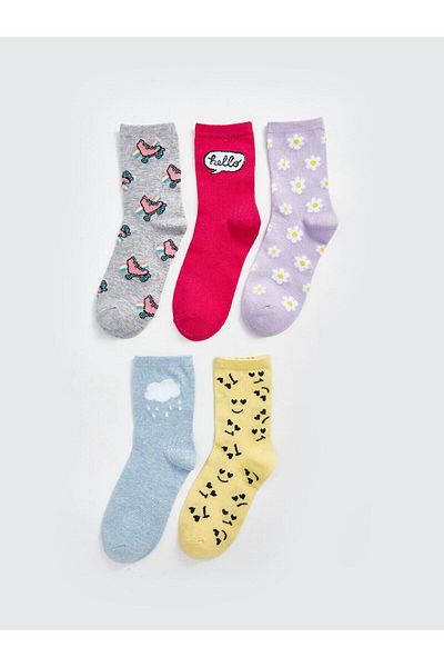 LC Waikiki LCW Kids Patterned Girl's Socks 5-Piece