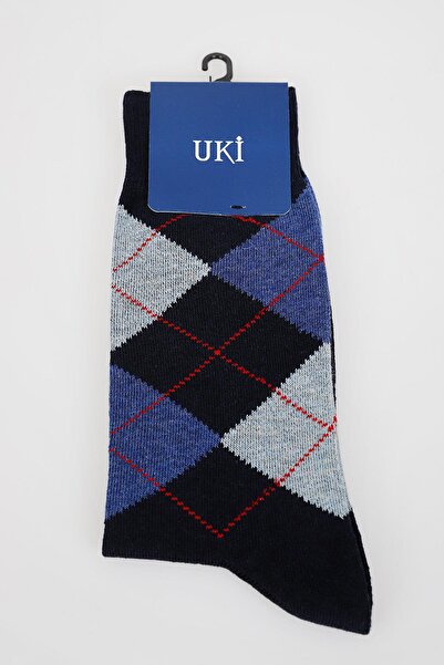 Uki Lacivert-Mavi-İndigo Tekli Çorap