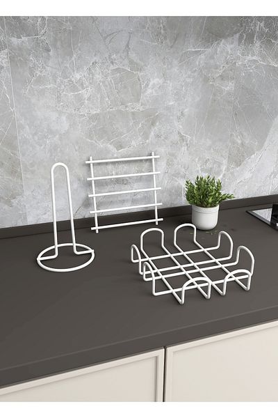 UmkaHome Serving Presentation Set Towel Holder Napkin Holder Trivet Stainless Steel 3-Piece Kitchen Set