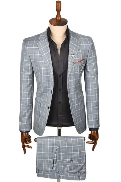 DeepSEA Plaid Patterned Double Button Double Slit 2-Piece Suit2300372