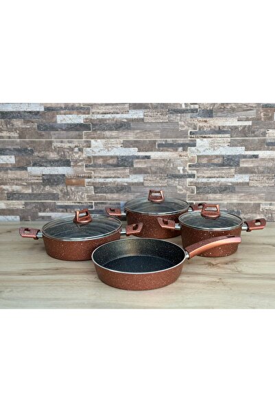 Mehtap Orkide 7 parça Granit Tencere Seti(rosegold)