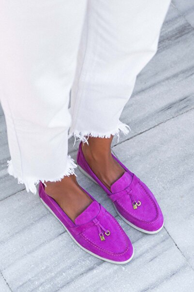 NİŞANTAŞI SHOES Fuchsia Warner - Γυναικείες μπαλαρίνες από γνήσιο δέρμα και επίπεδη σόλα με λεπτομέρεια φιόγκου