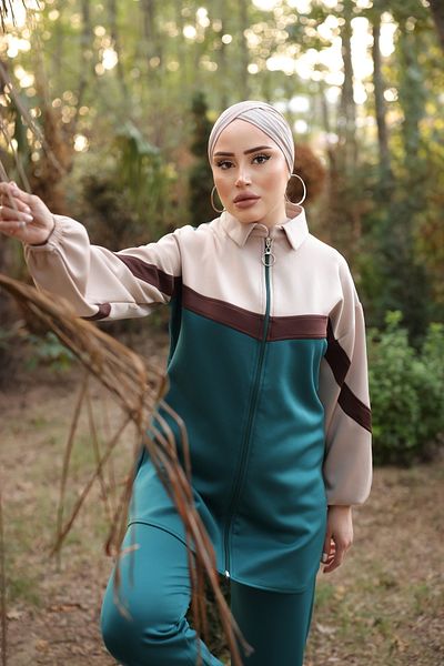 Ryzi Moda Πρακτικό γυναικείο σετ φόρμας Hijab με φερμουάρ