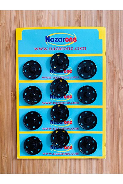 Nazar Studded Metal Snaps 2.5cm (25mm) Pack of 12 (12 Pairs). Color: Black