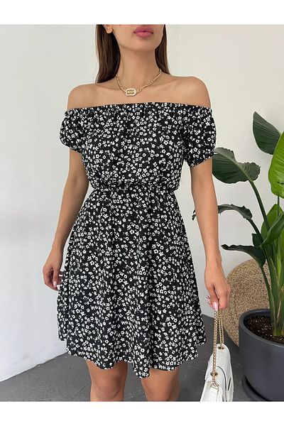 WoolnClyde Women's Black Floral Casual Dress